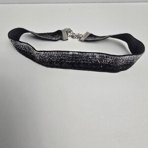 Black and Silver Glitter Choker Necklace